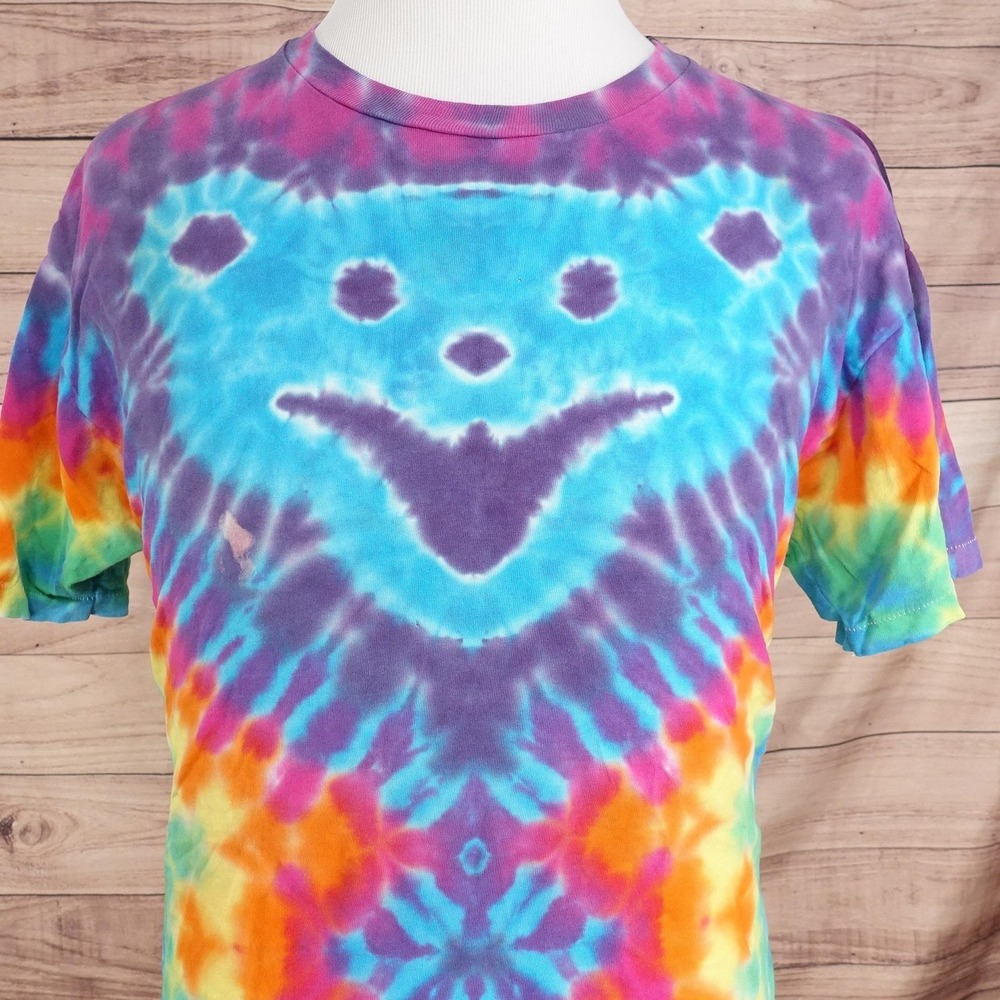 Vintage Grateful Dead Bear Face T-Shirt L Tie-Dye Made USA Single Stitch‎ Tee